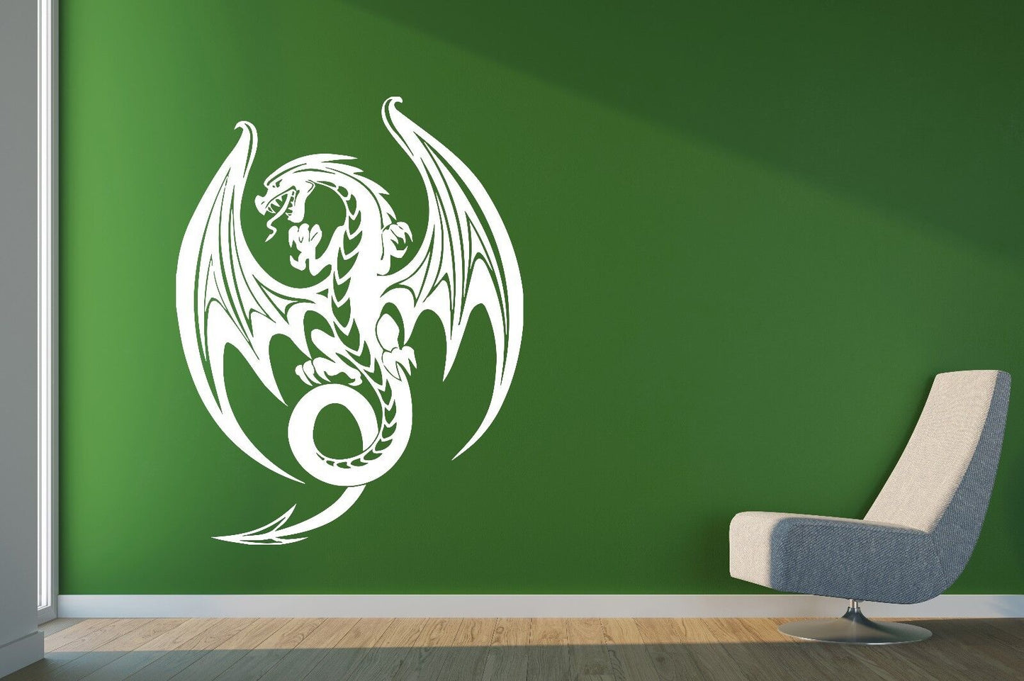 Vinyl Decal Eastern Dragon Fire Mythology Fear Spear Wall Sticker  (n572)