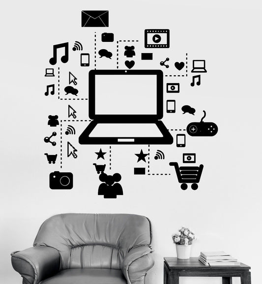 Vinyl Wall Decal Laptop Computer Online Social Networks Stickers (315ig)