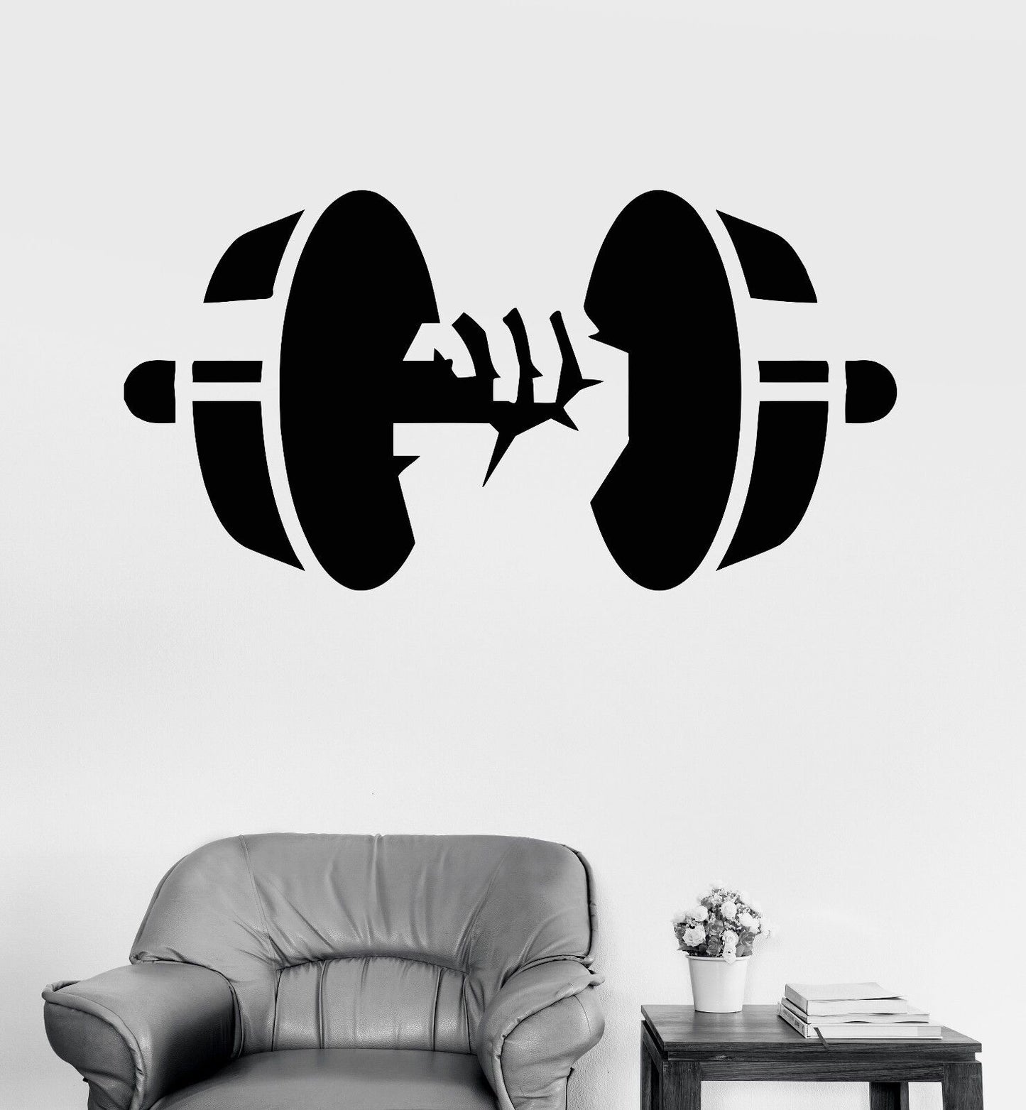 Autocollant mural en vinyle pour haltères, gymnase, Fitness, Club, musculation (336ig)