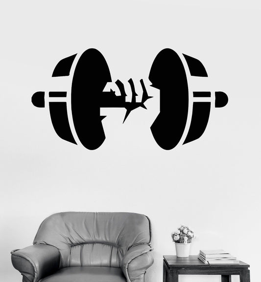 Vinyl Wall Decal Dumbbell Gym Fitness Club Bodybuilding Stickers (336ig)