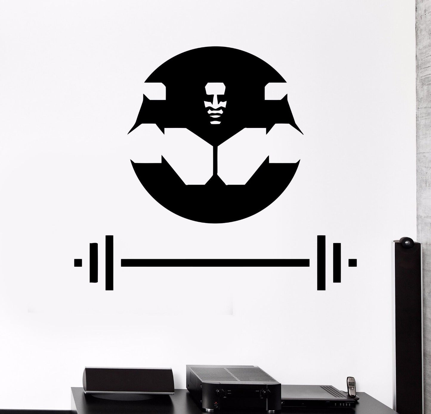 Vinyl Wall Decal Muscled Bodybuilding Barbell Gym Sports Stickers (339ig)