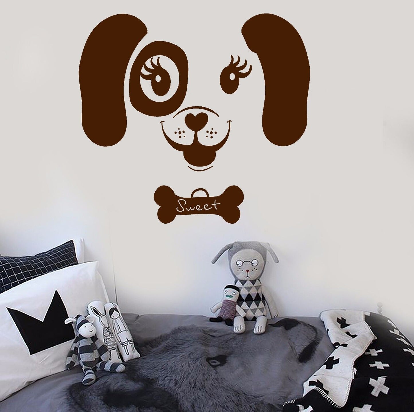 Wandtattoo "Süßer Welpe Hund" aus Vinyl, für Kinderzimmer, Wandaufkleber (345ig)