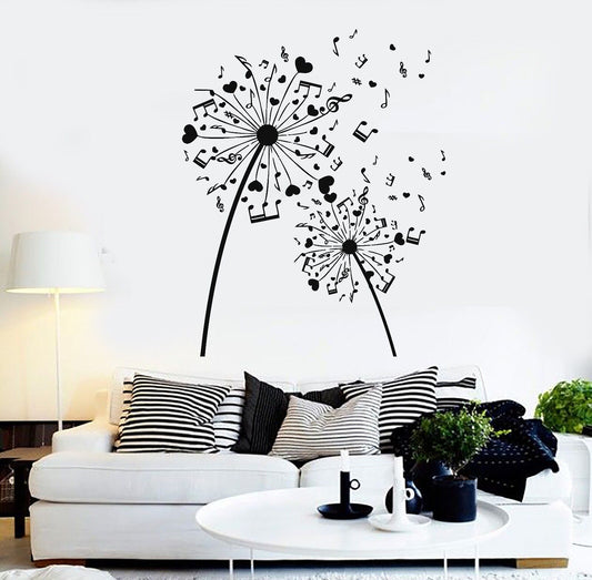 Vinyl Wall Decal Musical Dandelion Music Art Room Decoration Stickers (346ig)