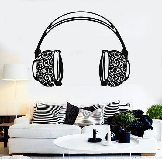 Vinyl Wall Decal Headphones Musical Pattern Music Art Stickers Mural (362ig)