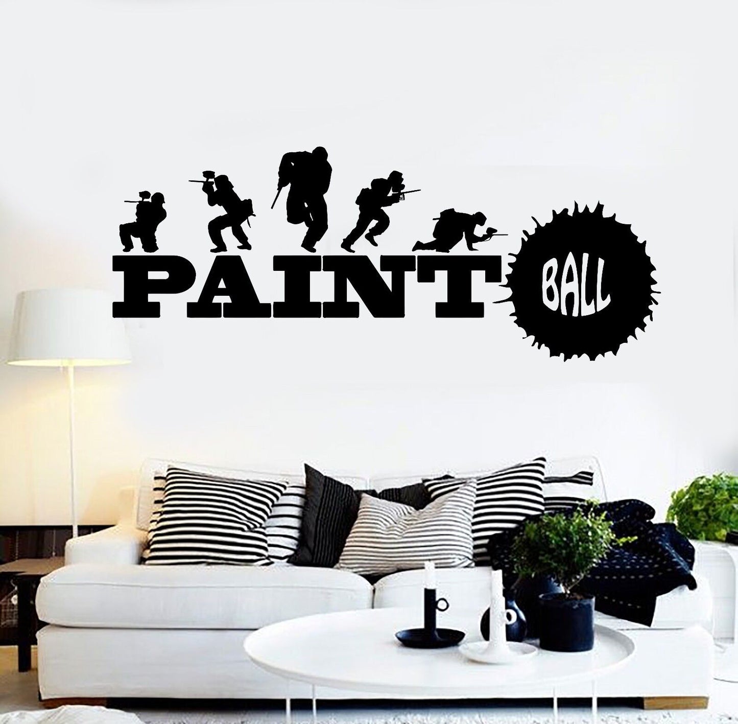 Autocollant mural en vinyle, jeu de sport de paintball, autocollants artistiques pour chambre d'adolescent (370ig)