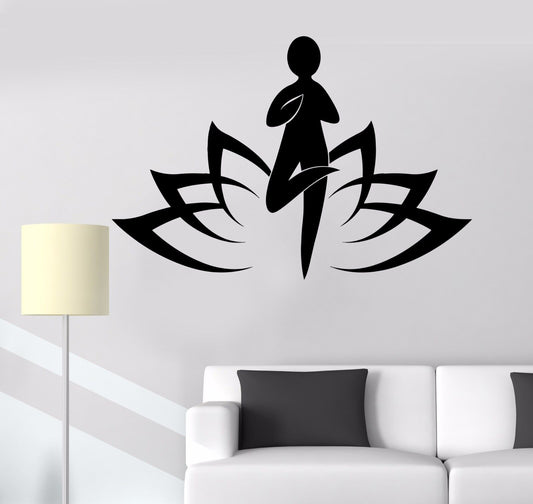 Vinyl Wall Decal Lotus Yoga Pose Meditation Room Hindu Hinduism Stickers (371ig)