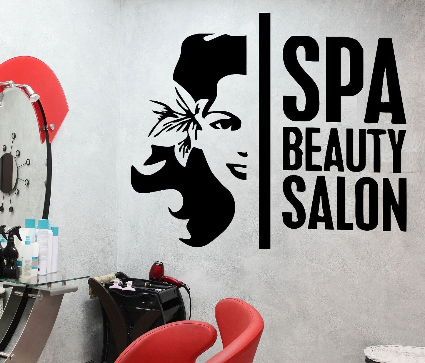 Vinyl Wall Decal Spa Beauty Salon Fashion Woman Hair Stylist Stickers (377ig)