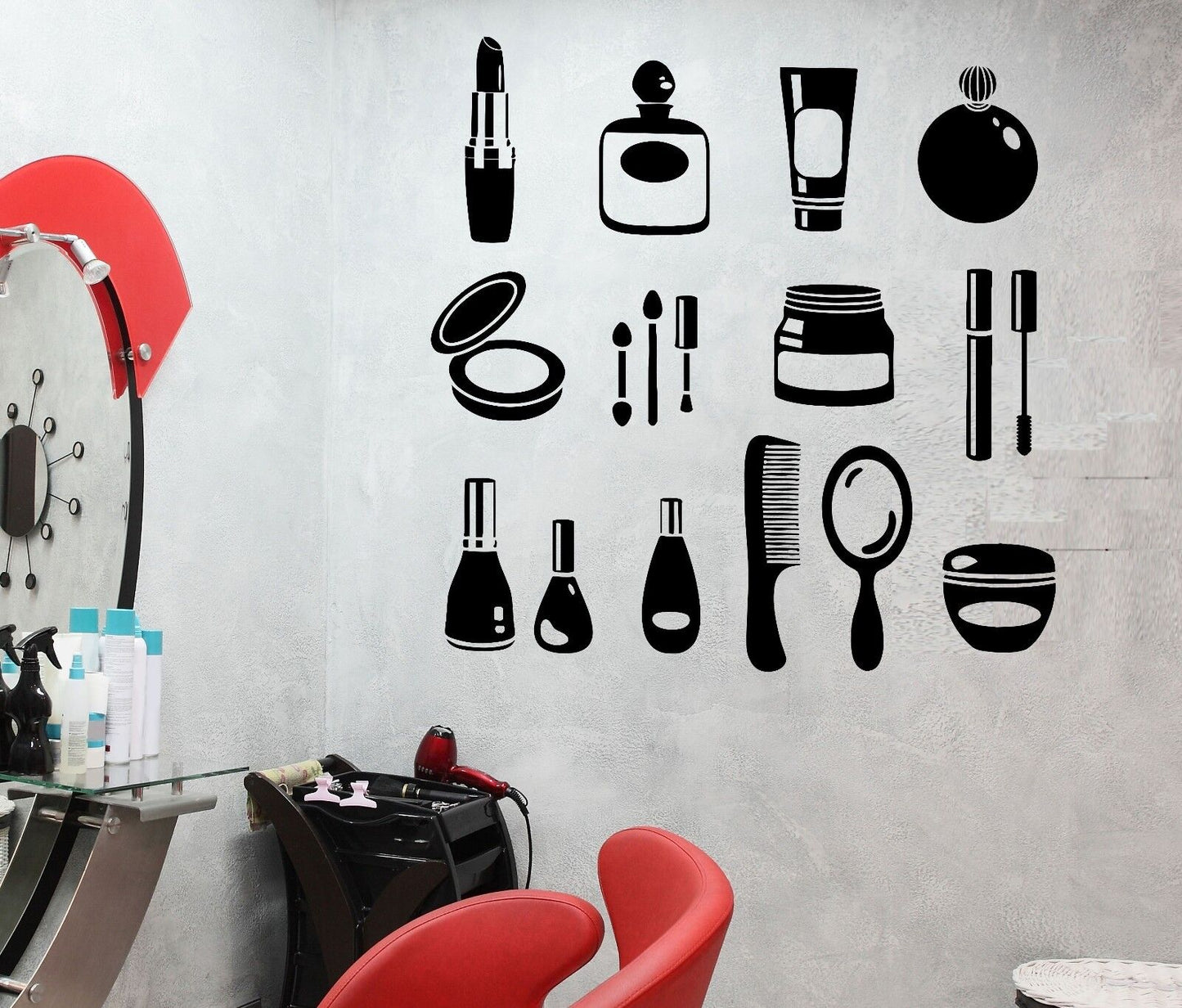 Vinyl Wall Decal Cosmetics Makeup Beauty Salon Shop Woman Stickers (387ig)