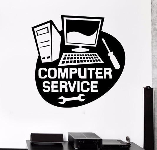 Vinyl Wall Decal Computer Service Repair Stickers Mural (391ig)