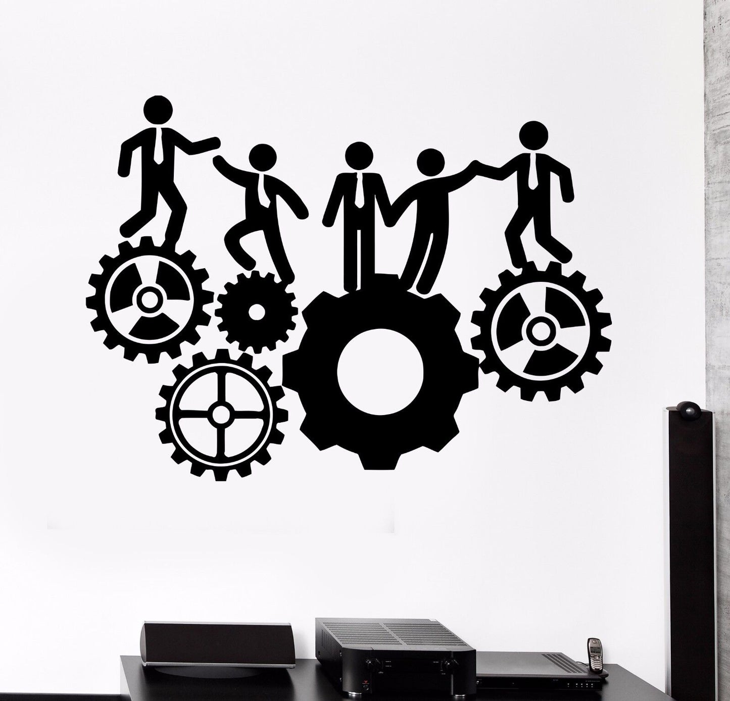 Vinyl Wall Decal Office Team Work Gears Inspiration Stickers Mural (396ig)