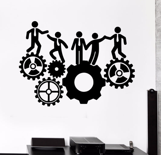 Vinyl Wall Decal Office Team Work Gears Inspiration Stickers Mural (396ig)