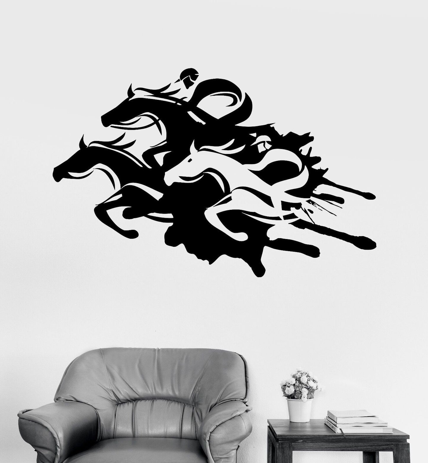 Vinyl Wall Decal Horse Racing Horseback Riding Equestrian Sport Stickers (412ig)