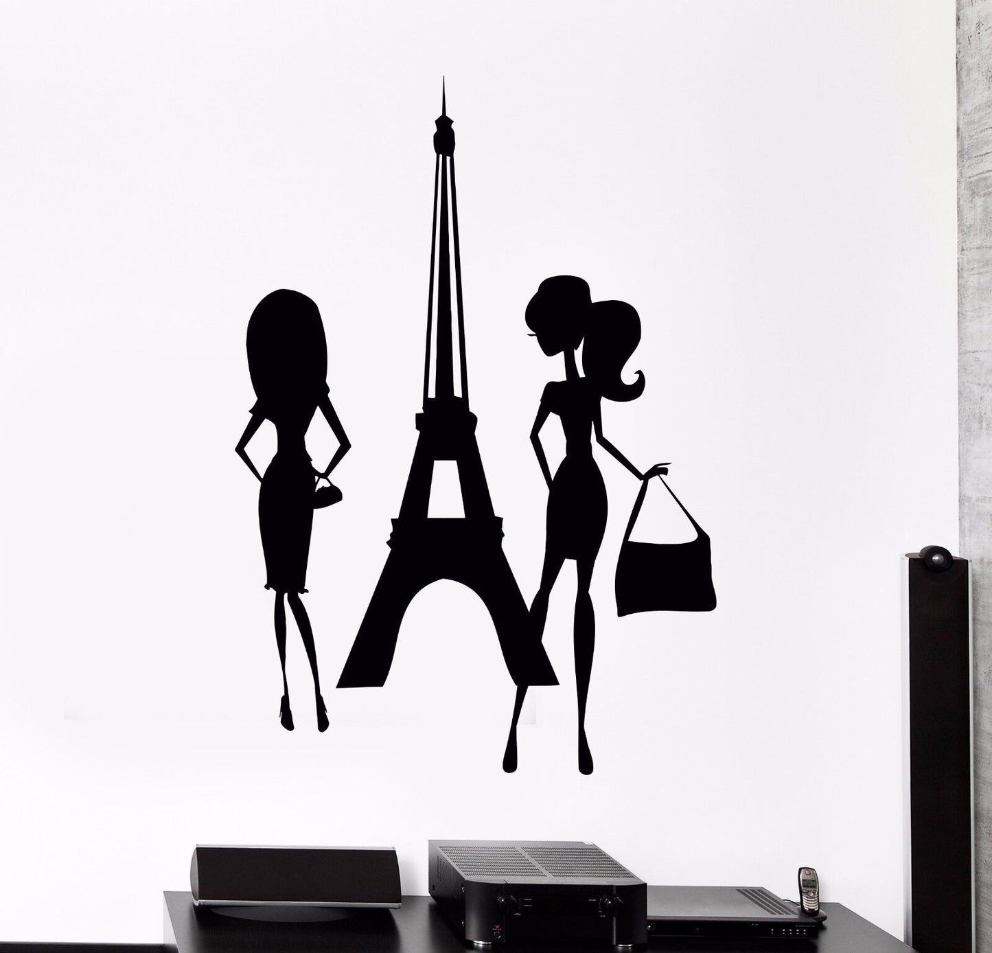 Autocollant mural en vinyle Shopping Paris femme Style filles tour Eiffel autocollants (424ig)