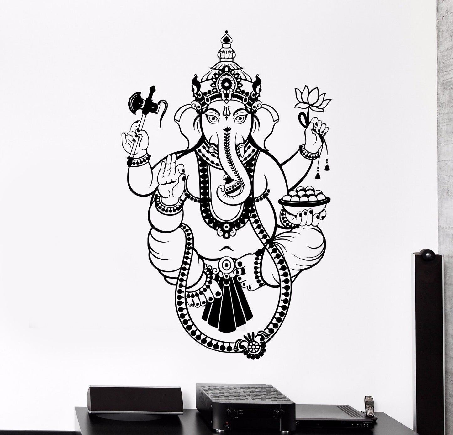 Autocollant mural en vinyle Inde Ganesha hindouisme Dieu autocollants muraux (437ig)