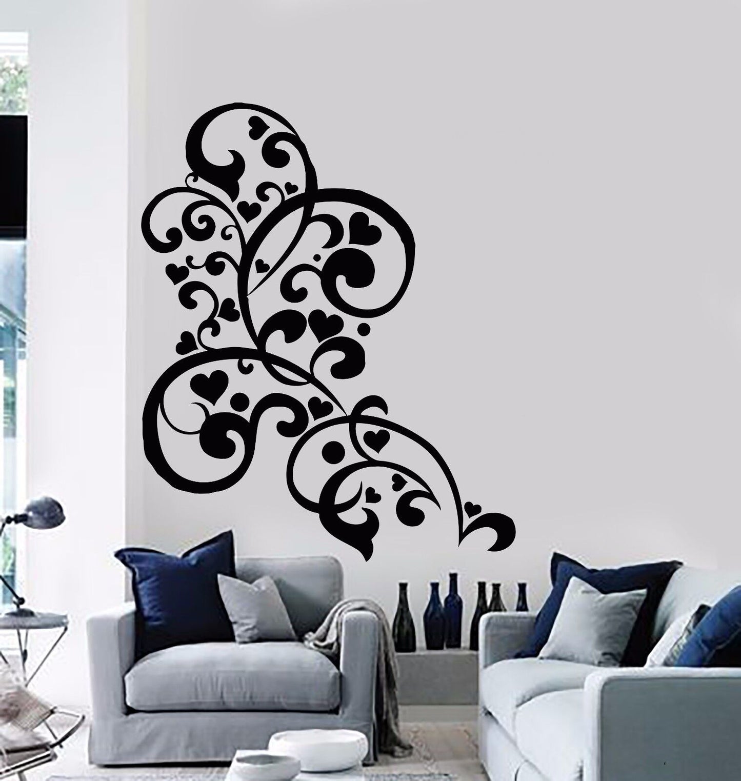 Vinyl Wall Decal Patterns Romantic Love Heart Ornament Stickers (445ig)