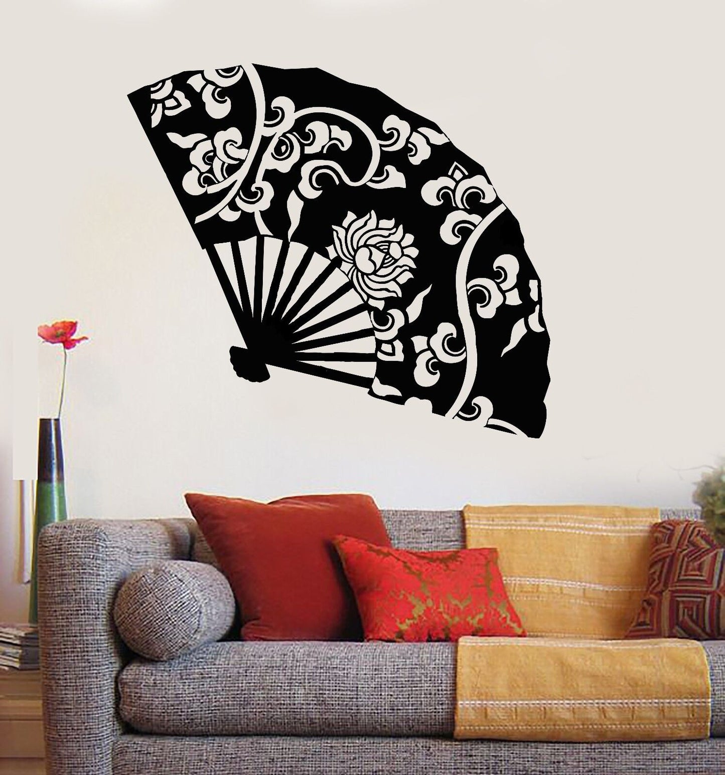 Vinyl Wall Decal Hand Fan Asian Decor Beauty Oriental Art Stickers (453ig)