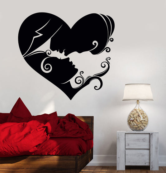 Vinyl Wall Decal Heart Loving Couple Bedroom Art Love Stickers (457ig)