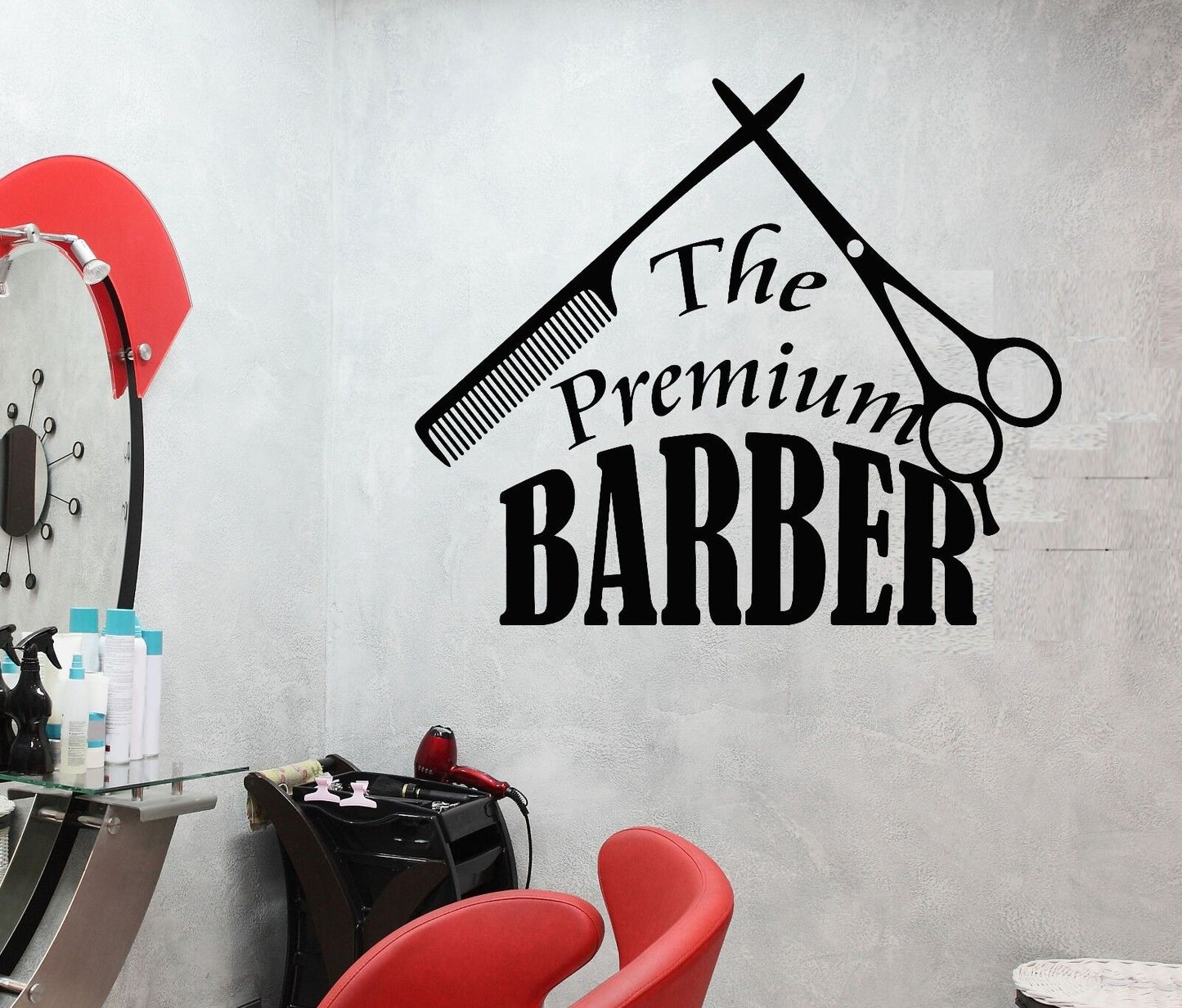 Vinyl Wall Decal Premium Barber Shop Tools Hair Salon Beauty Stickers (460ig)