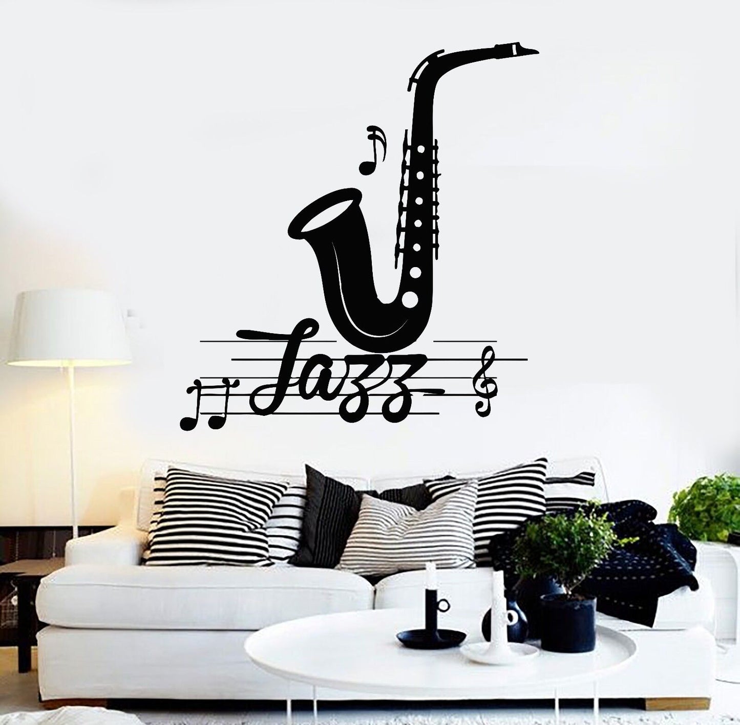 Wandtattoo Jazzmusik aus Vinyl, Musikzimmer-Deko, Wandbild (470ig)