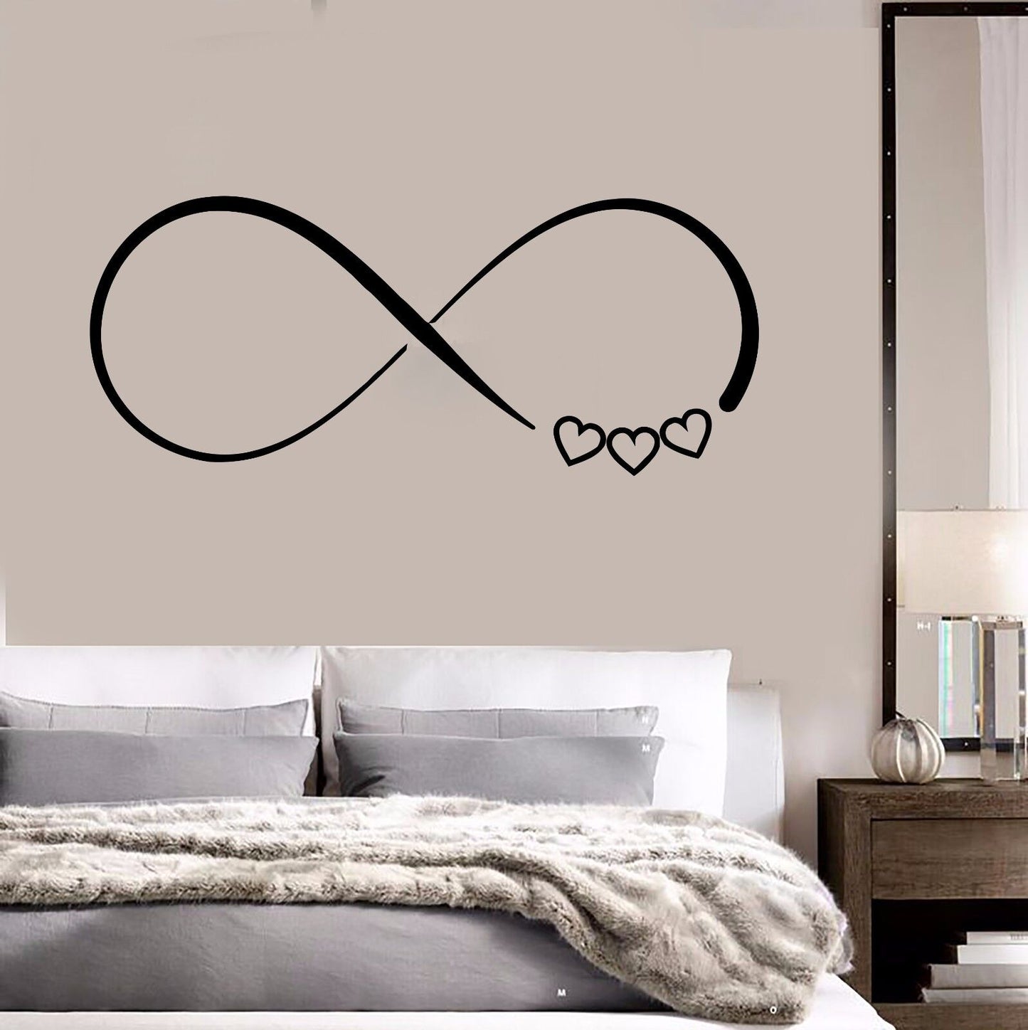 Autocollant Mural en vinyle Love Infinity, décoration de chambre à coucher, autocollants muraux (472ig)