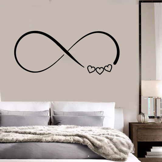 Autocollant Mural en vinyle Love Infinity, décoration de chambre à coucher, autocollants muraux (472ig)