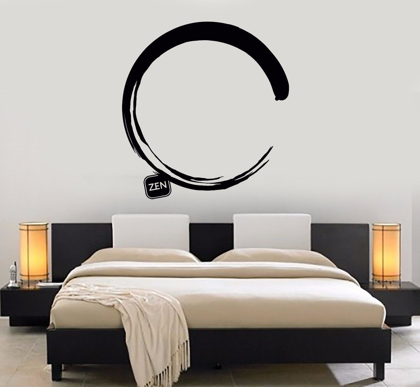 Autocollant mural en vinyle Enso Circle Zen, calligraphie japonaise, autocollants muraux (475ig)