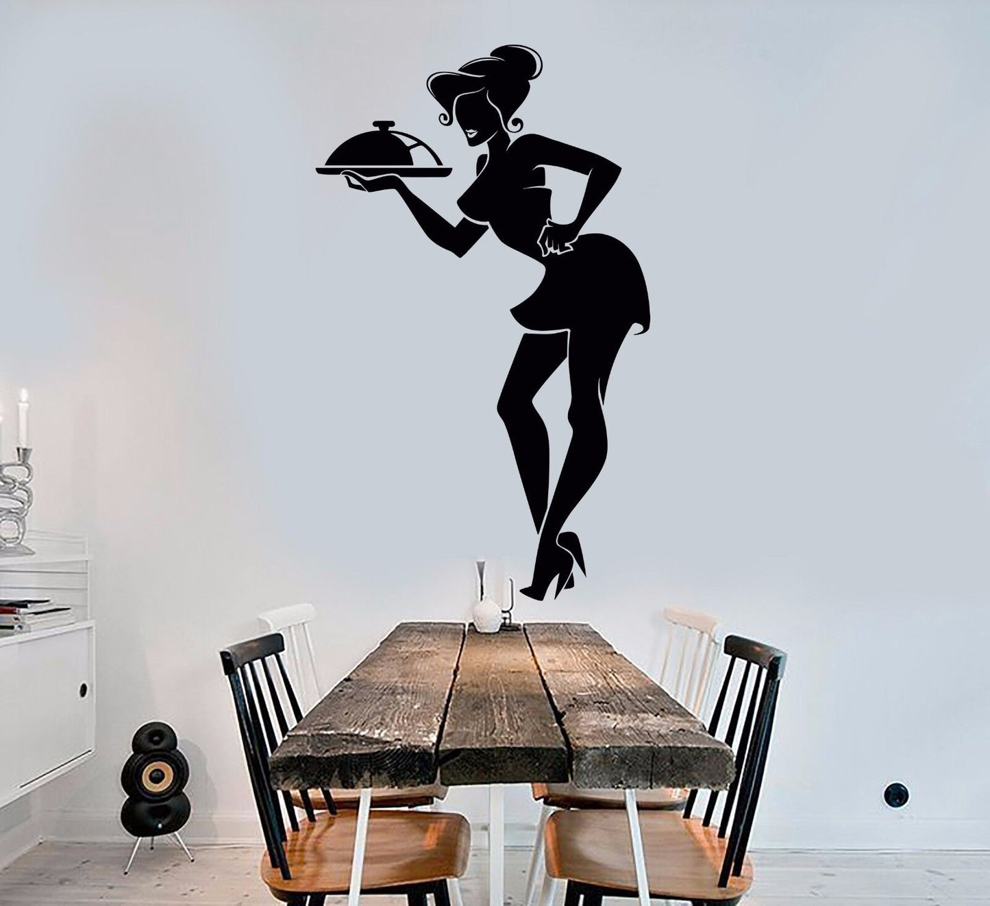 Autocollant mural en vinyle pour serveuse, Restaurant, café, cuisine, autocollants de décoration (507ig)