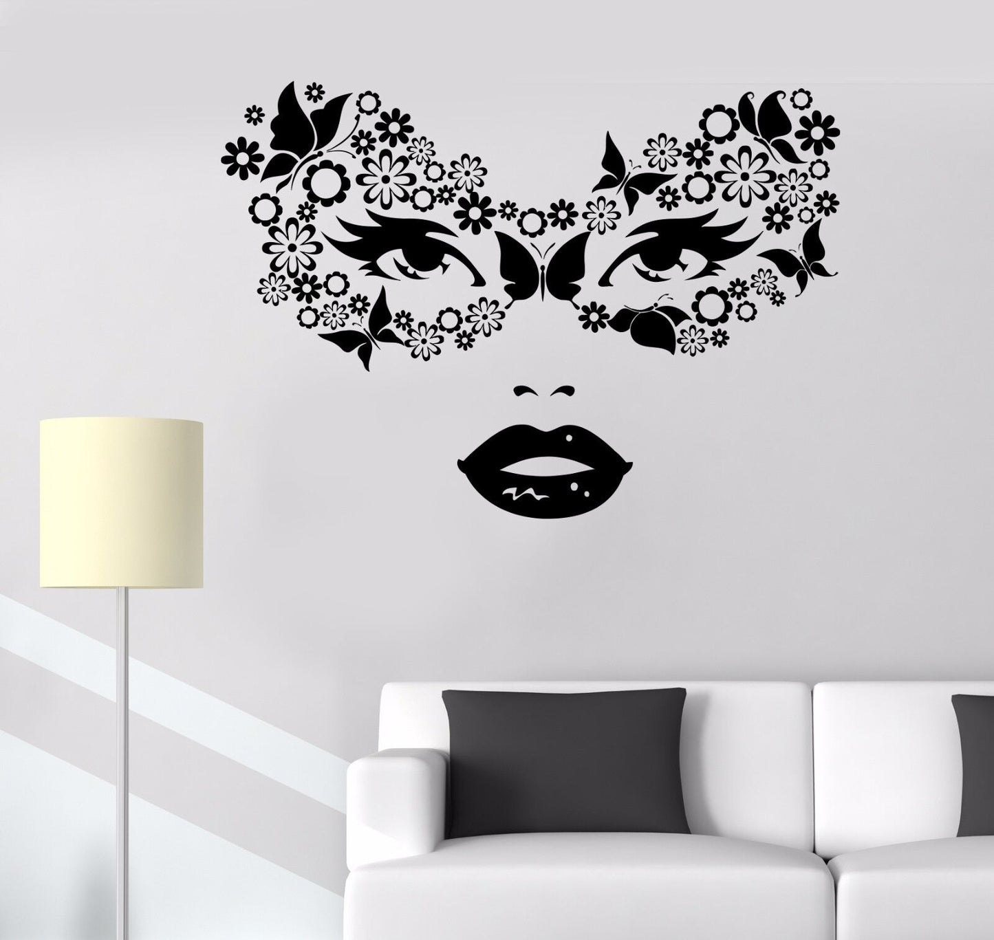 Autocollant mural en vinyle, masque de carnaval, masque de femme, autocollants de beauté (508ig)