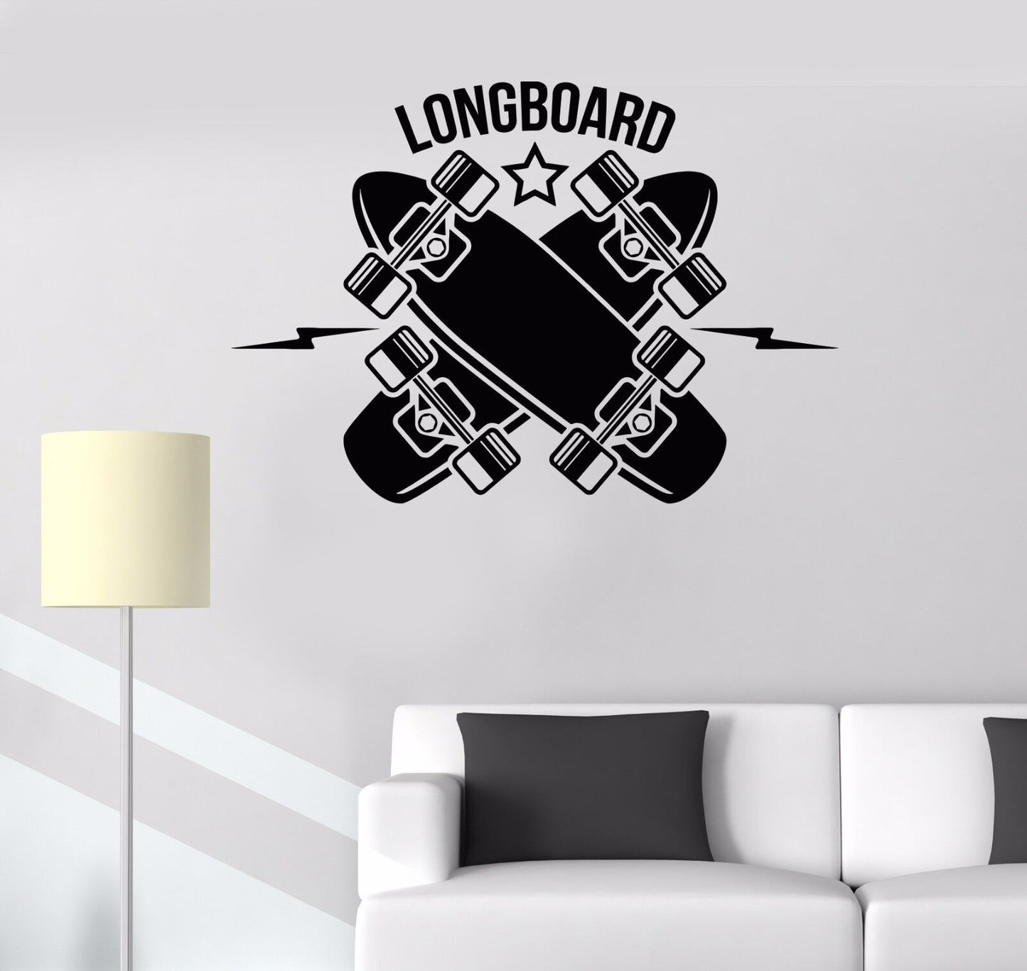 Vinyl Wall Decal Longboard Skateboarding Sports Art Teen Room Stickers (515ig)