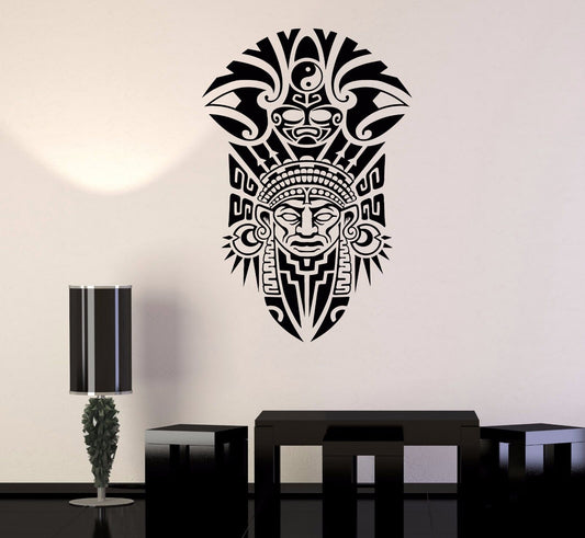 Autocollant mural en vinyle chaman ancien masque tribal autocollants muraux (537ig)
