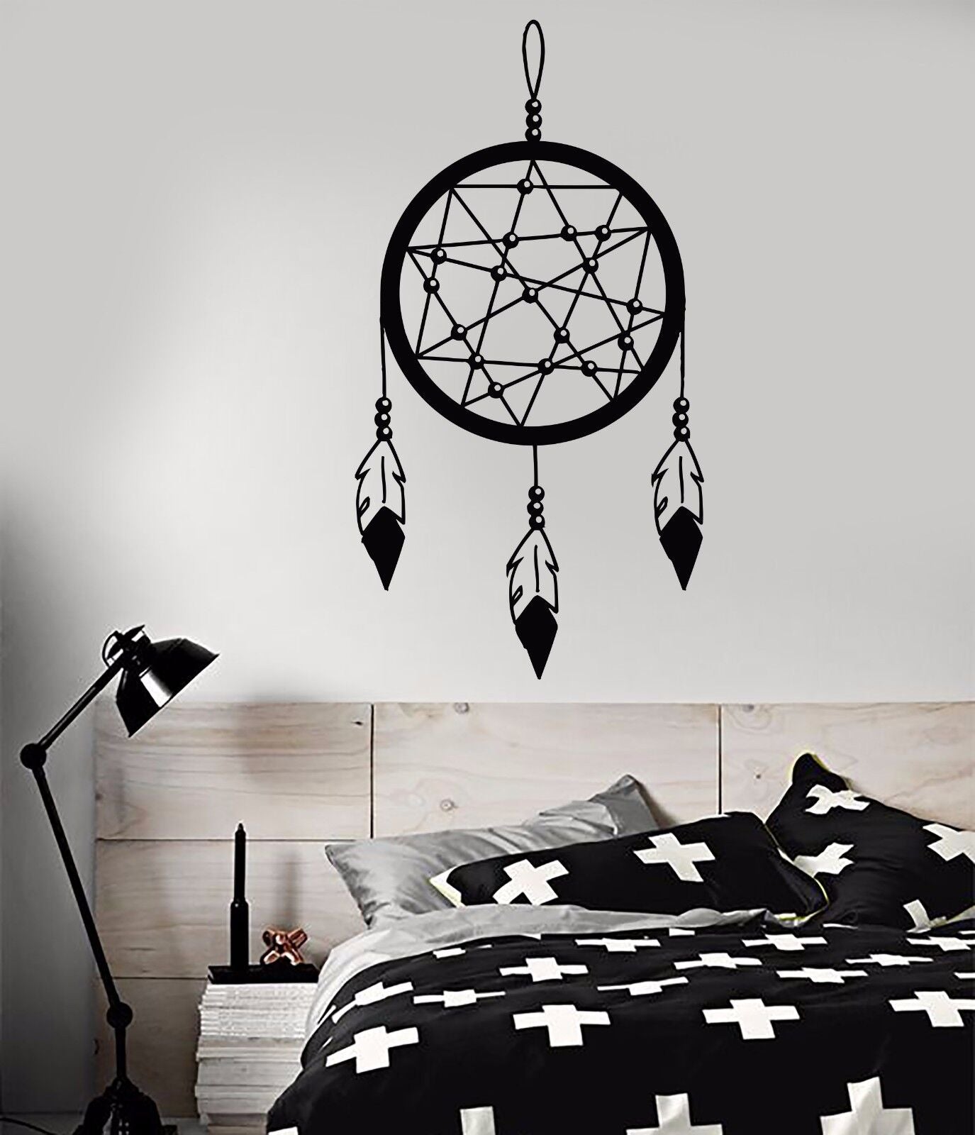 Vinyl Wall Decal Dreamcatcher Feathers Ethnic Style Bedroom Stickers (539ig)