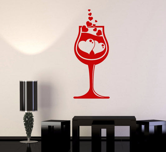 Autocollant Mural en vinyle pour verre à vin, amour, Romance, alcool, autocollants muraux (547ig)