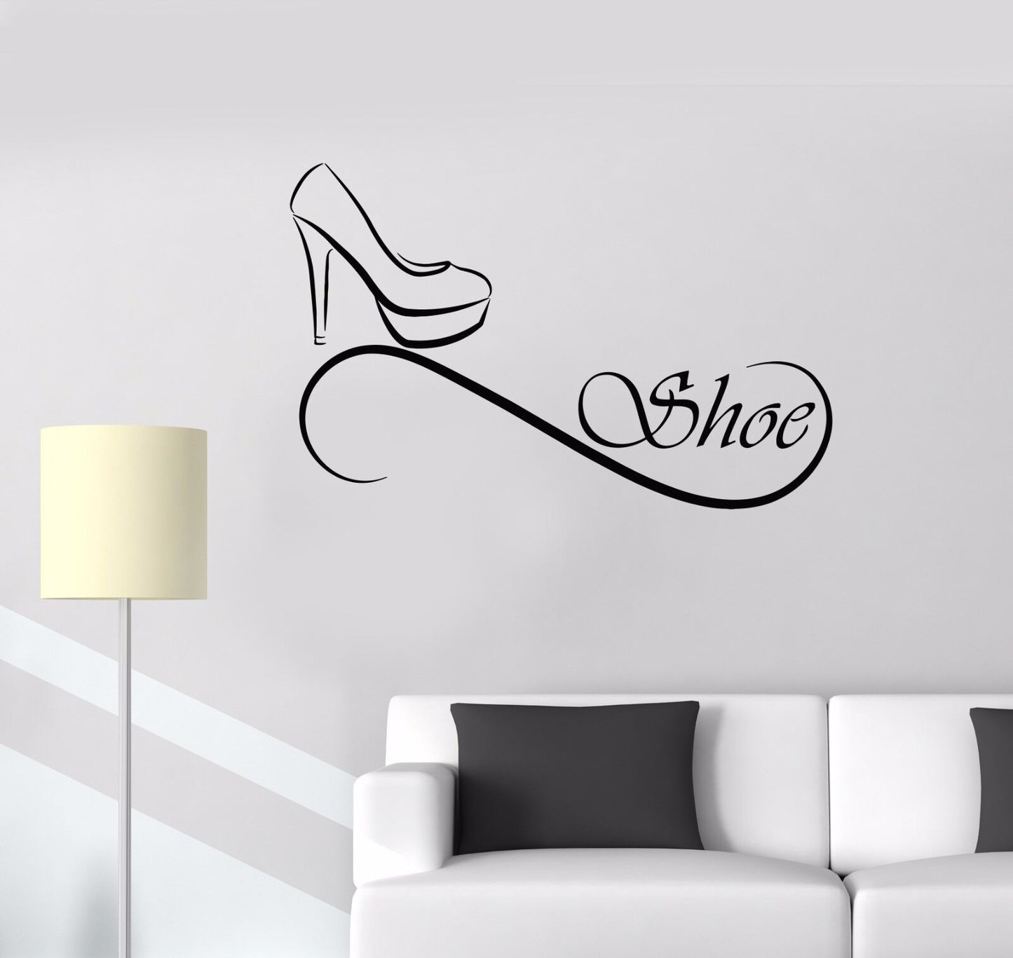 Wandtattoo Schuhgeschäft Mode Mädchenzimmer Vinyl Aufkleber Wandbild (553ig)