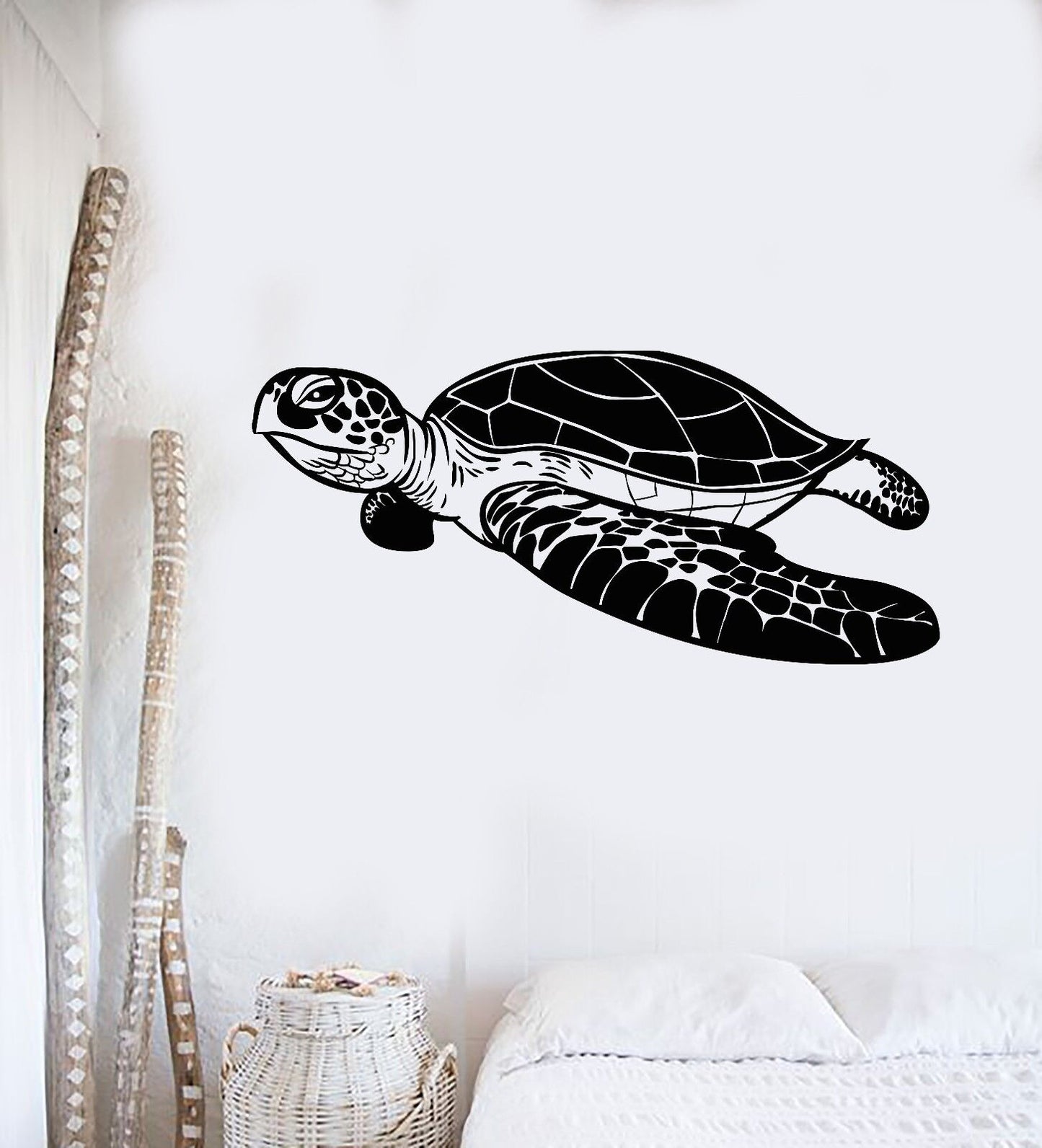 Vinyl Wall Decal Sea Turtle Marine Decoration Ocean Bathroom Stickers (555ig)