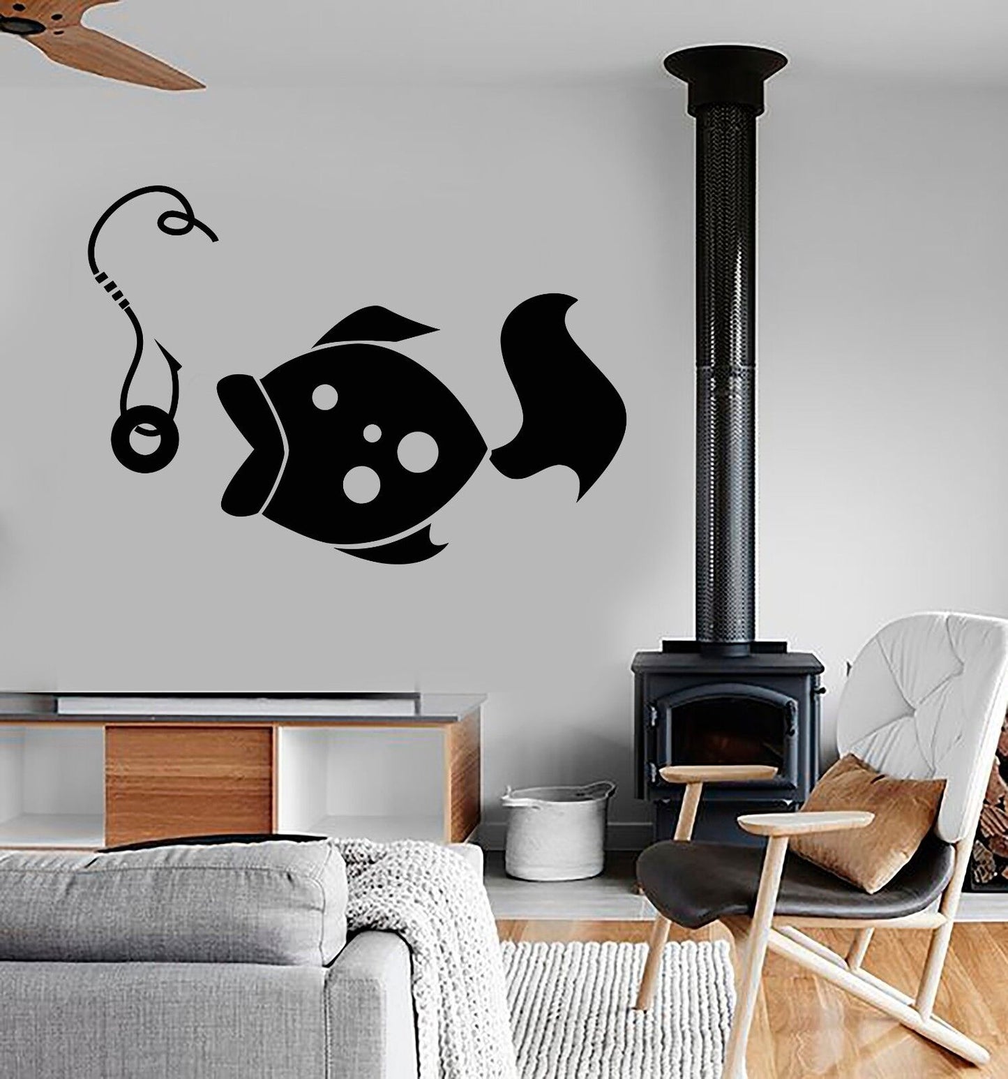 Vinyl Wall Decal Fish Fisherman Fishing Club Stickers Mural (600ig)