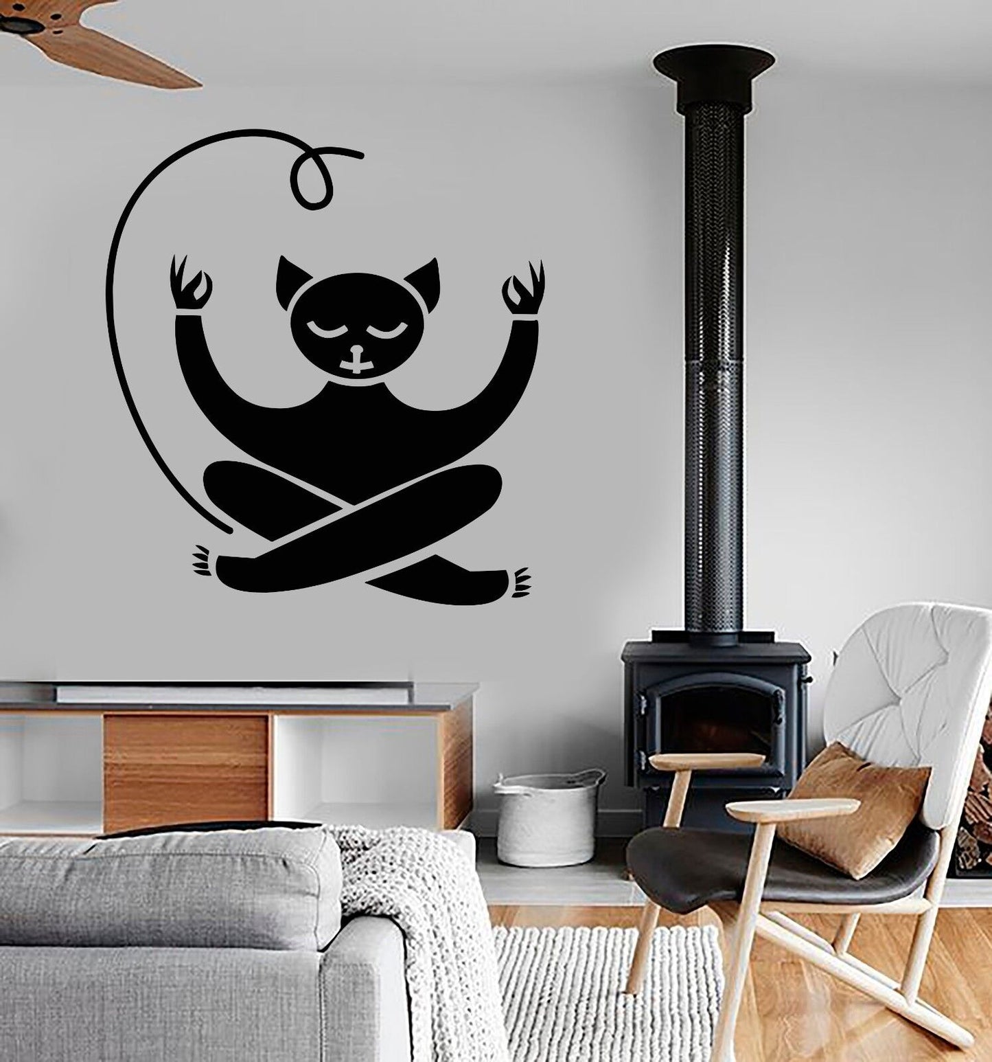 Vinyl Wall Decal Meditation Cat Yoga Animal Pet Zen Stickers (603ig)