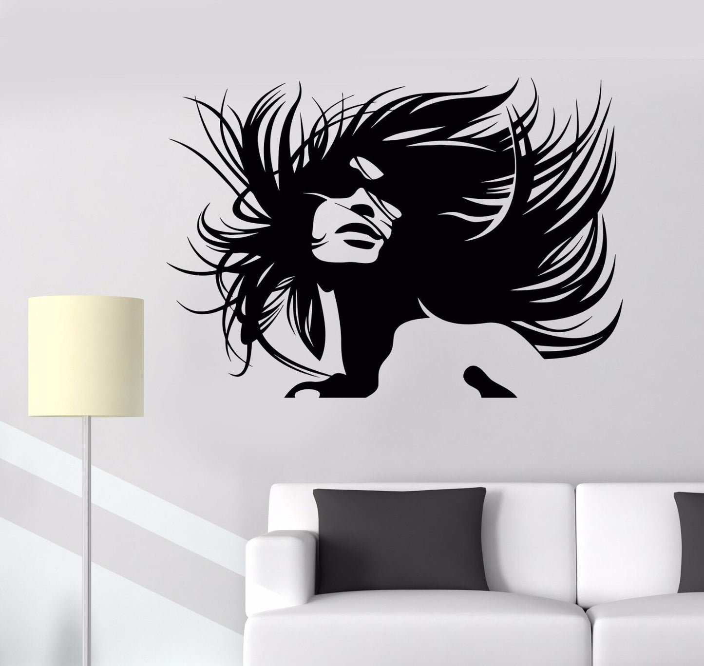 Autocollant mural en vinyle, modèle de mode, pour Salon de coiffure, beauté, coiffure (618ig)