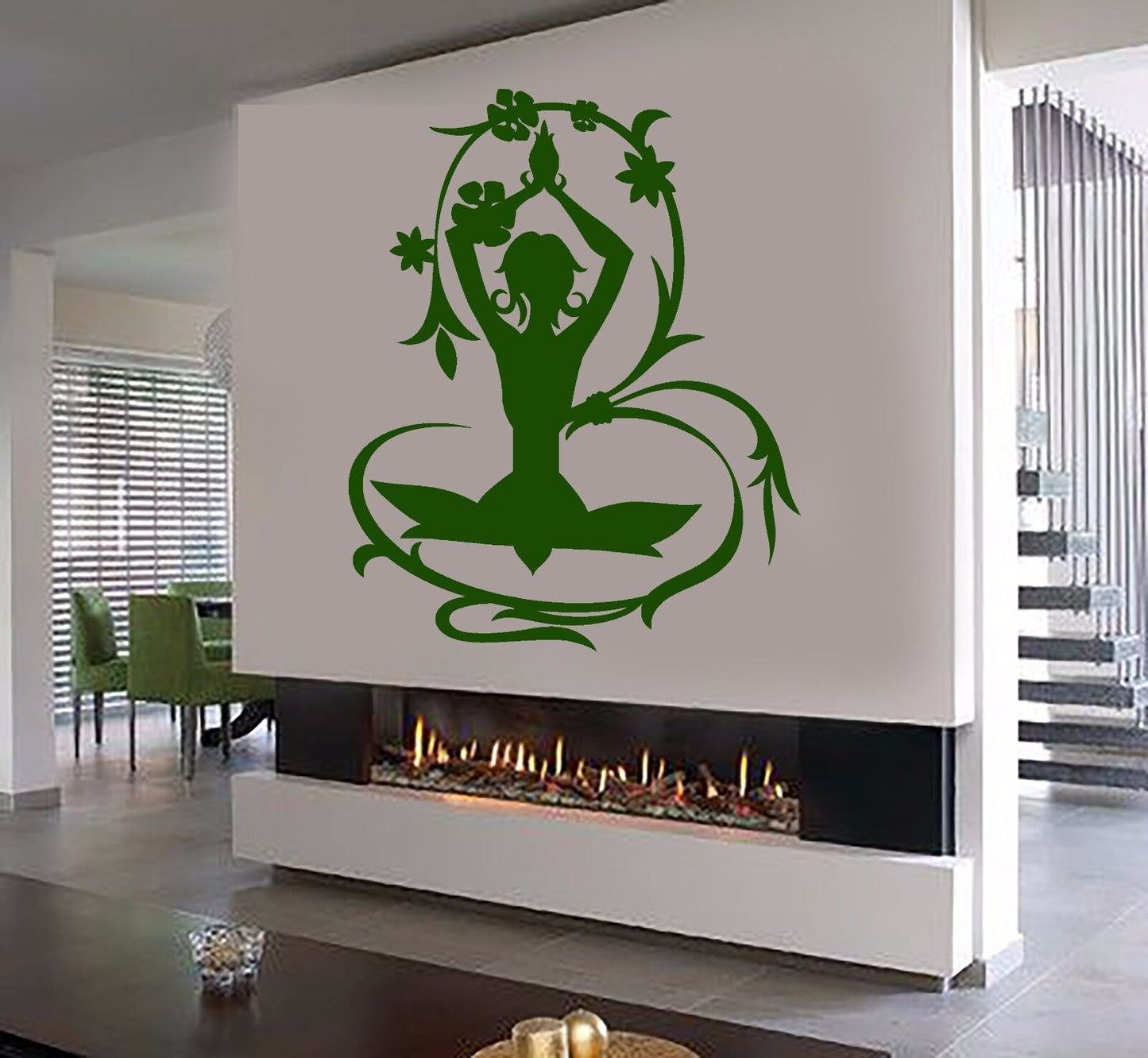 Vinyl Wall Decal Meditation Room Floral Art Yoga Center Stickers (624ig)