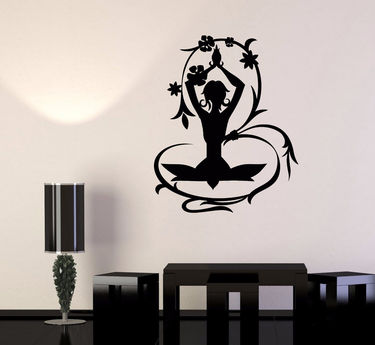 Vinyl Wall Decal Meditation Room Floral Art Yoga Center Stickers (624ig)