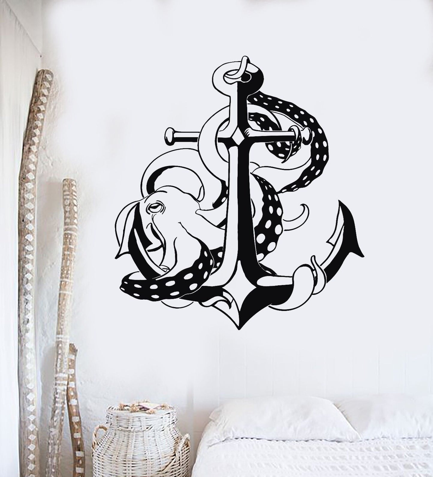 Vinyl Wall Decal Anchor Octopus Ocean Nautical Marine Mural (625ig)