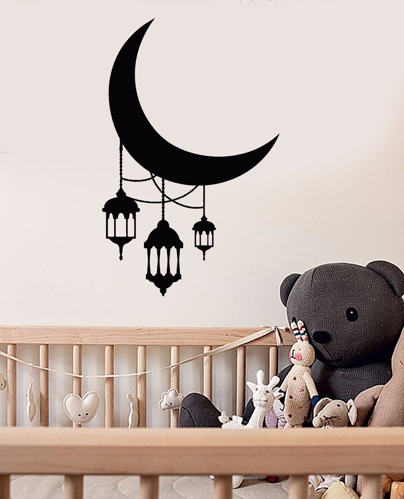 Vinyl Wall Decal Crescent Moon Lantern Lighting Arabic Stickers (633ig)