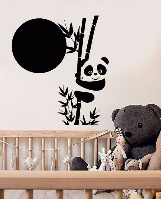 Autocollant mural en vinyle Panda bambou, autocollants asiatiques animaux mignons (636ig)