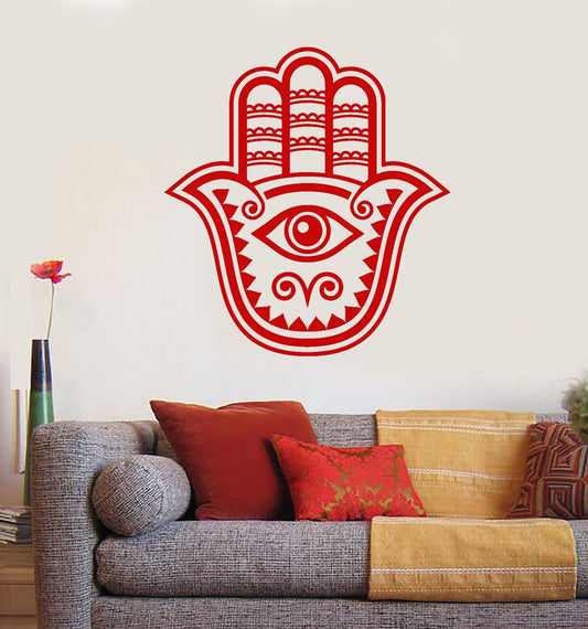 Vinyl Wall Decal Hamsa Hand of God Blessing Five Fingers Sticker (653ig)