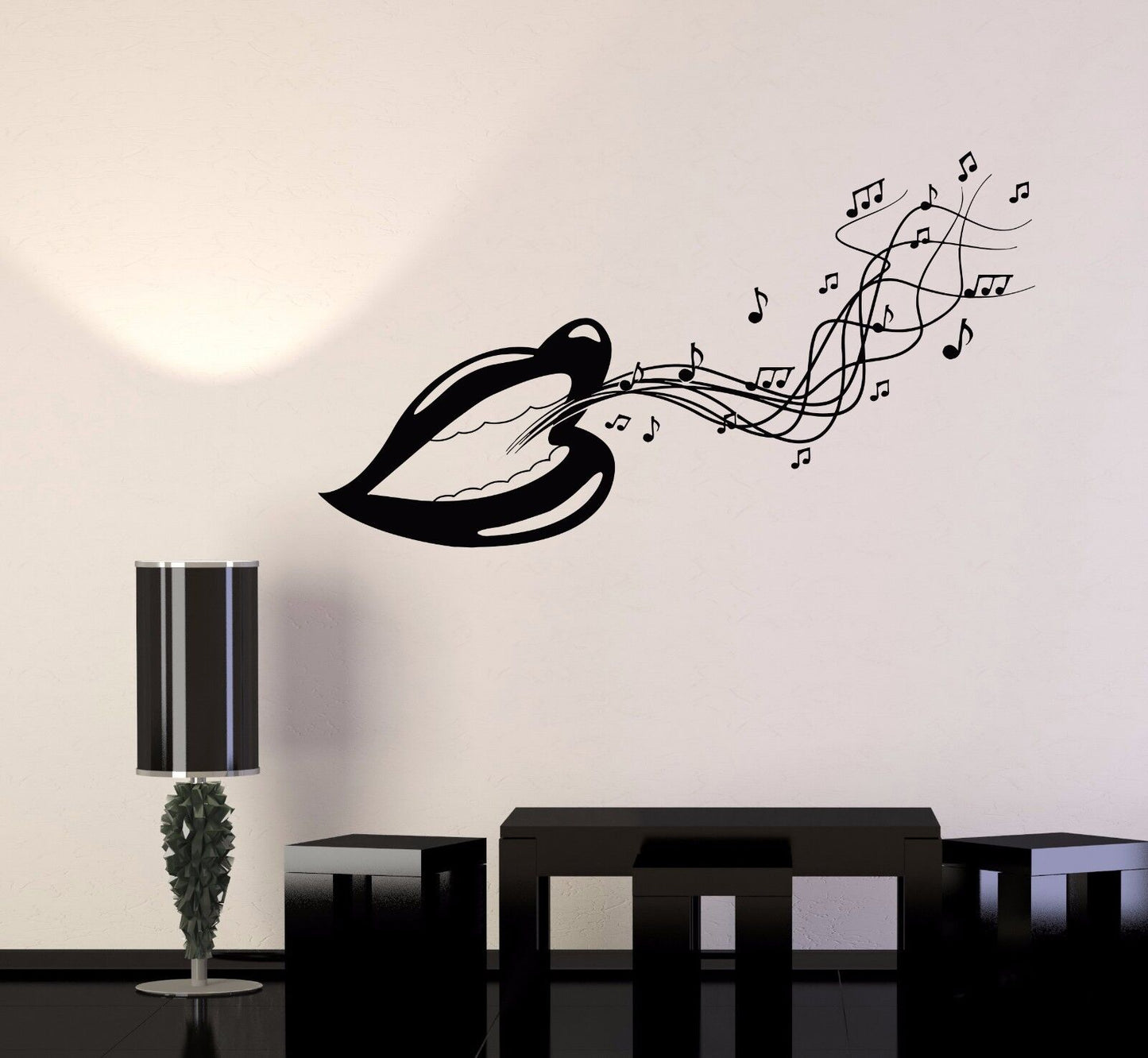 Vinyl Wall Decal Song Music Singer Melody Voice Notes Lips Mouth Sticker (659ig)