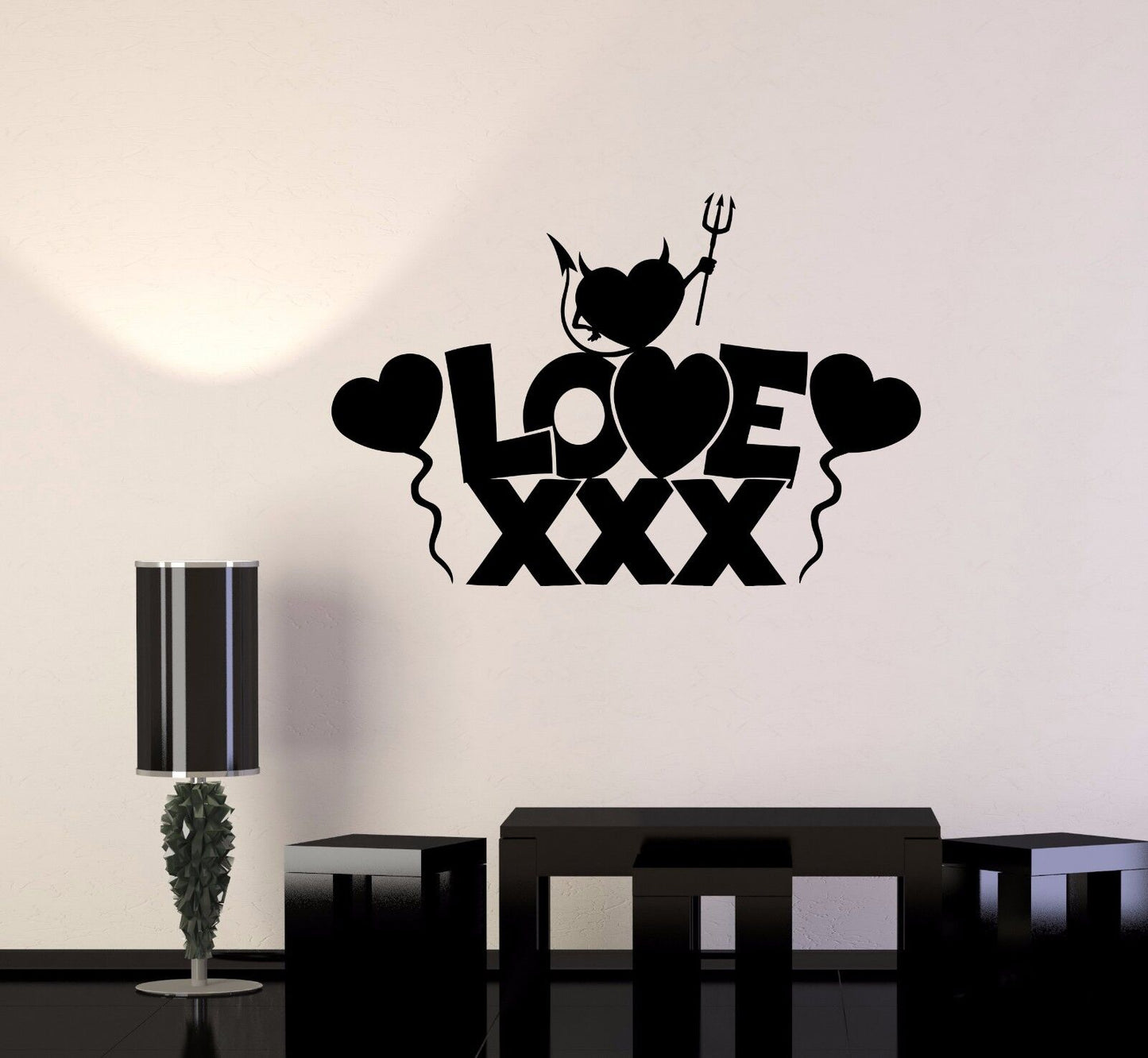 Autocollant mural en vinyle Love Sex Shop coeur pour adultes (660ig)