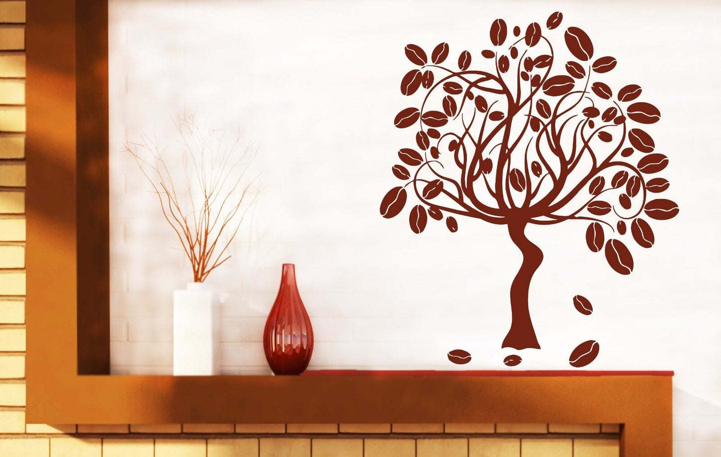 Vinyle Décalcomanie caféier fruit mûr sentir l’arôme Wall Sticker (n595)