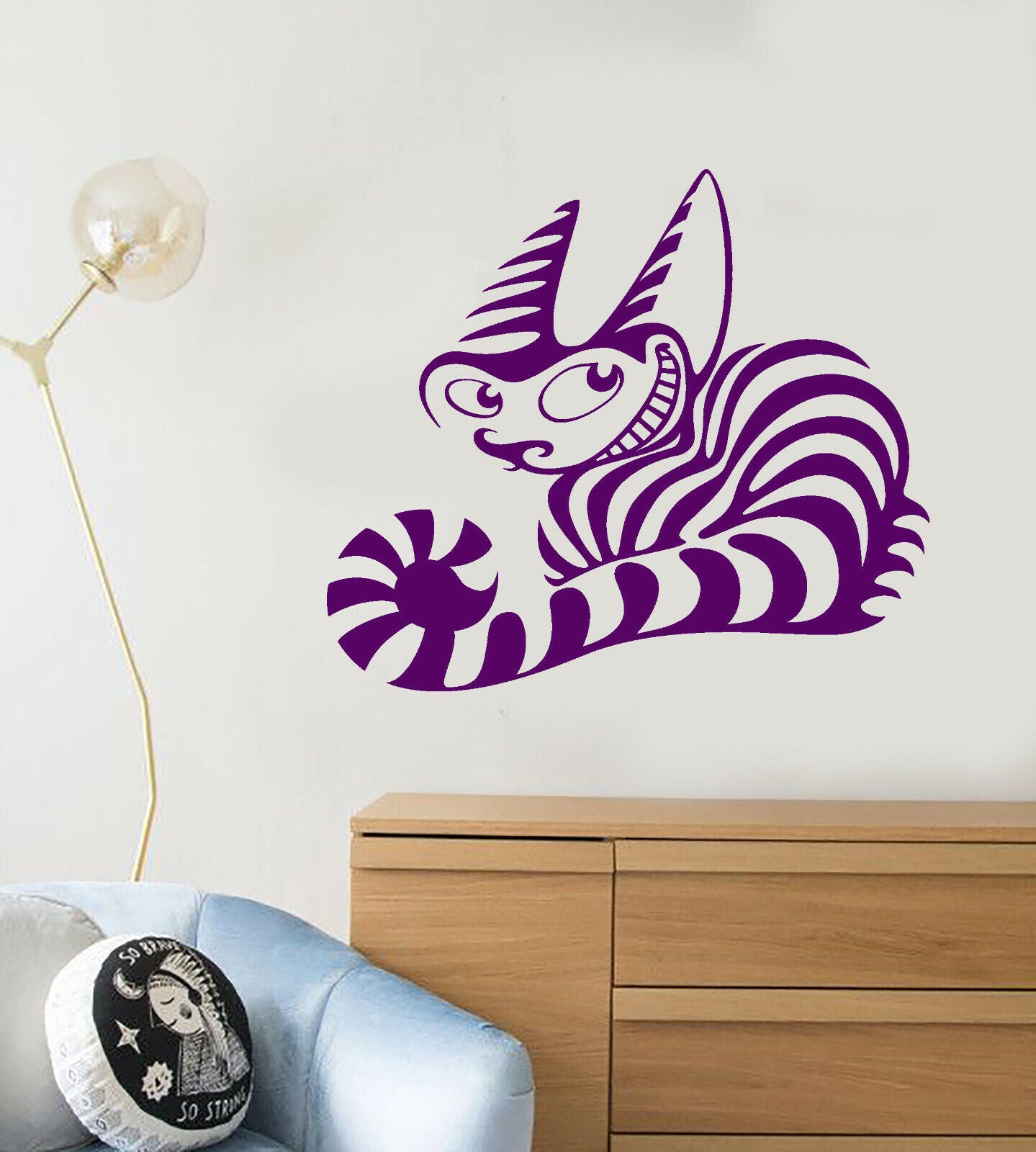 Wandtattoo Grinsekatze aus Vinyl, Fantasy-Aufkleber für Kinderzimmer (664ig)