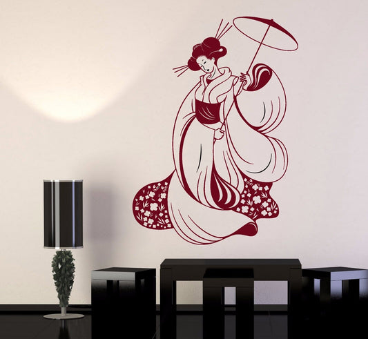 Vinyl Wall Decal Sticker Japan Woman Geisha Kimono Sexy Asian Girl (670ig)