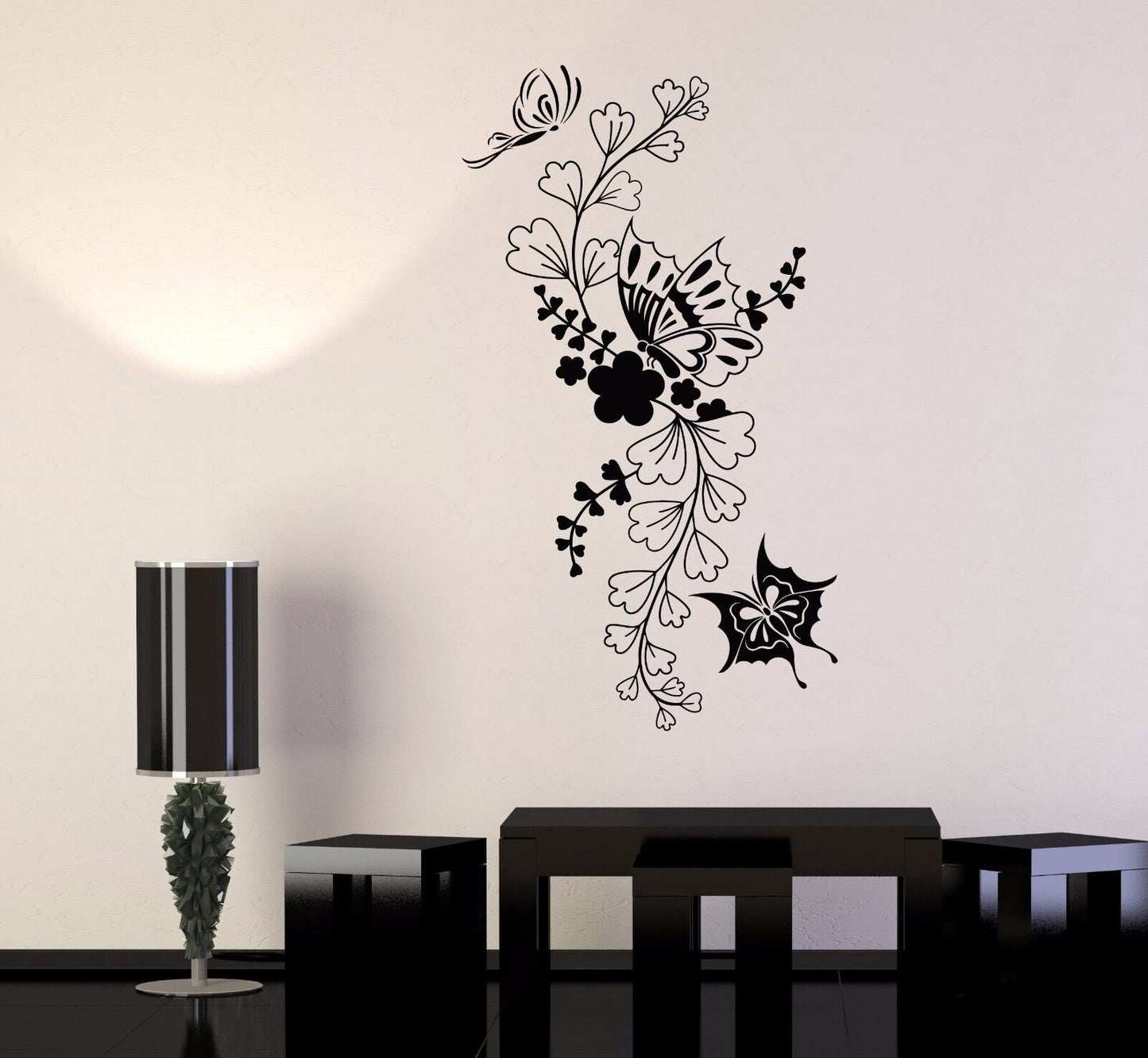 Vinyl Wall Decal Sticker Nature Flowers Butterfly Floral Room Decor (671ig)