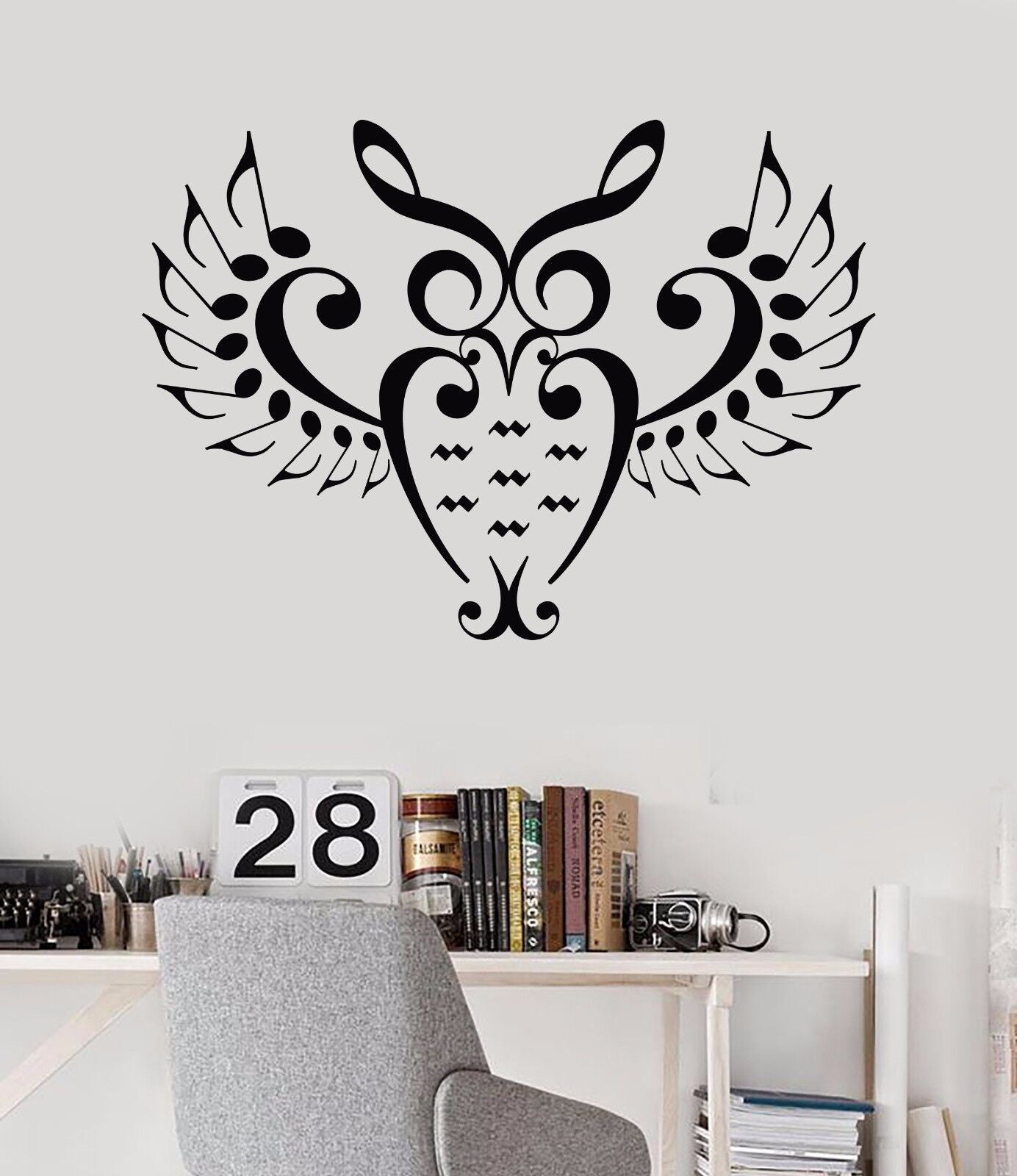 Vinyl Wall Decal Music Owl Bird Notes Nursery Musician Teenager Stickers (690ig)